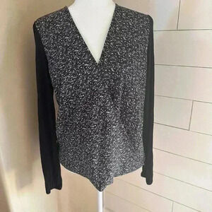 Womens Michael by Michael Kors Mixed Media Faux Wrap Top - Sz L  Fall outfits